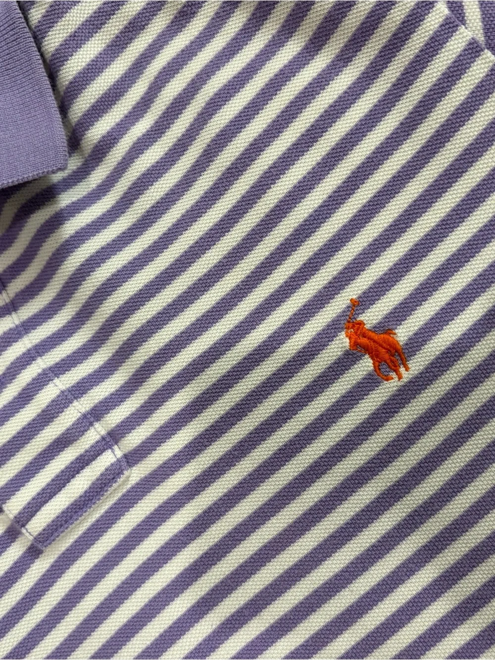 Polo by Ralph Lauren Lavender and White Striped Custom Fit Polo